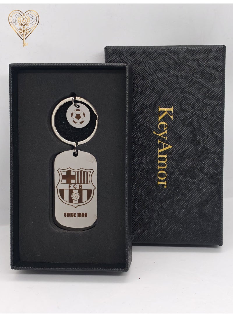 KeyAmor lux Barcelona keychain for Barcelona team fan, comes in fancy gift box which makes it a perfect choice for a special gift - Image 1